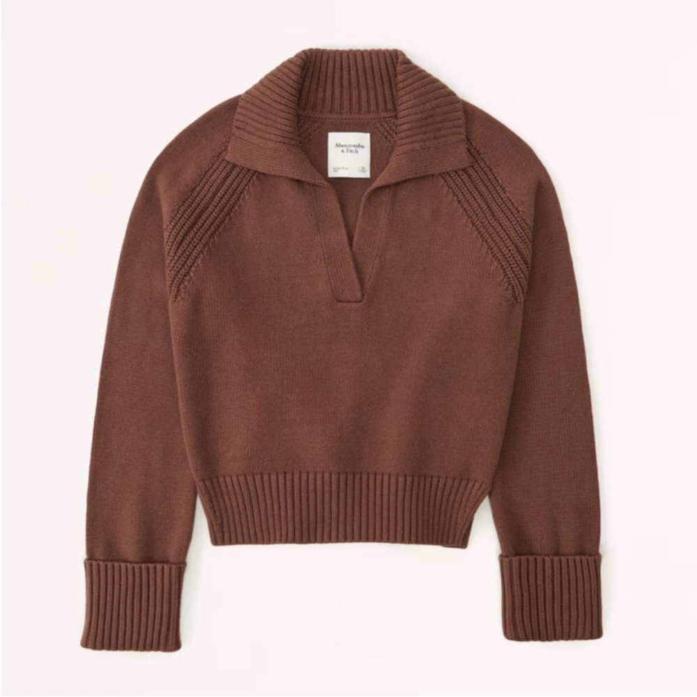 Abercrombie & Fitch Brown Notch-Neck Sweater
